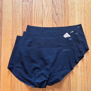 PINK Victoria's Secret Black Panty 4 Lot New with tags Large